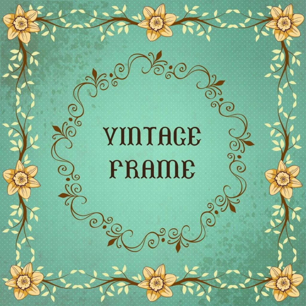 Vintage floral illustration with frame