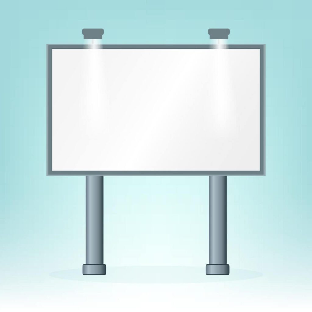 Blank billboard, on blue bacground, design