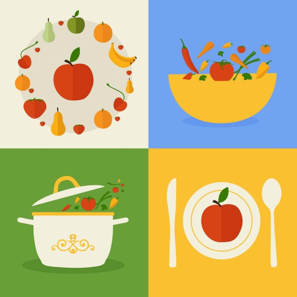 Food flat design concept icons