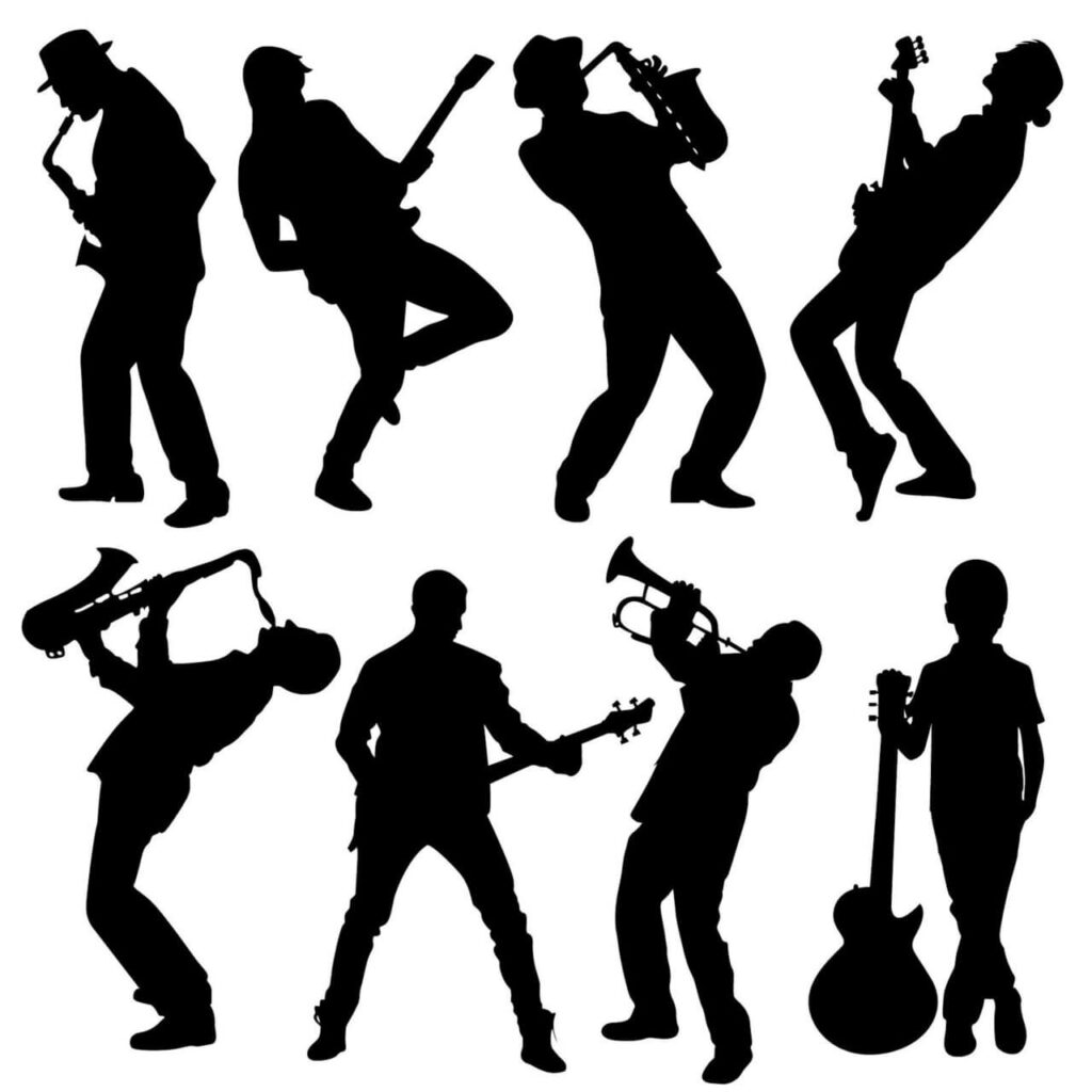 Silhouette of musician people