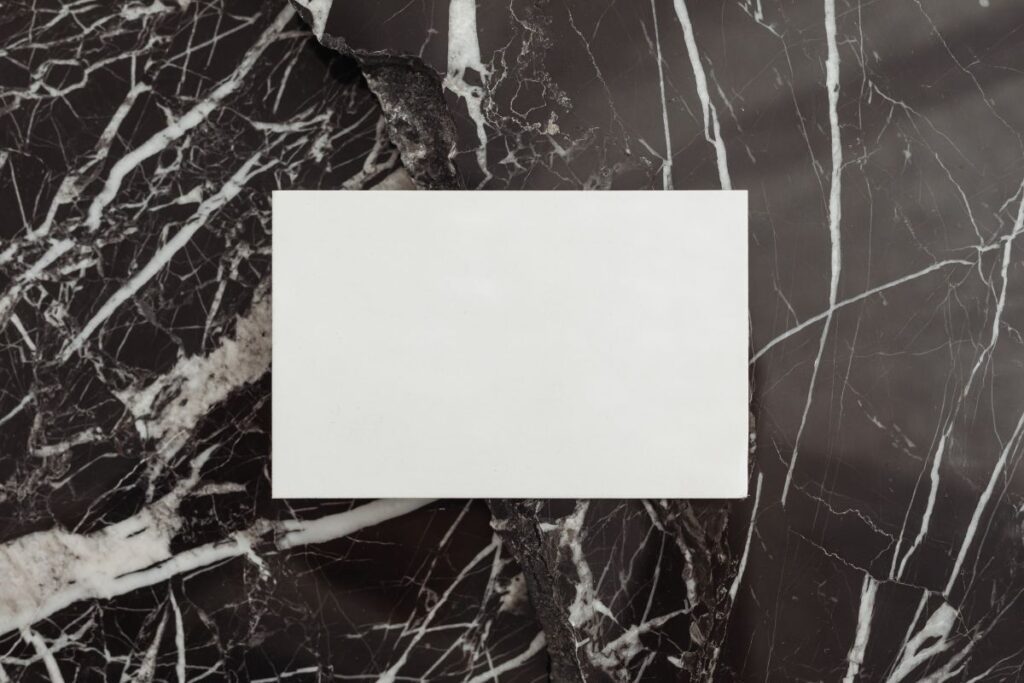 Clean minimal business card mockup photo – black marble Stock Free