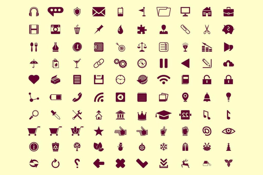 100 universal icons Stock Free