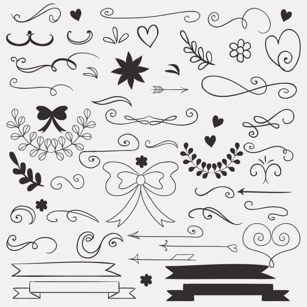 Set of doodle decorations