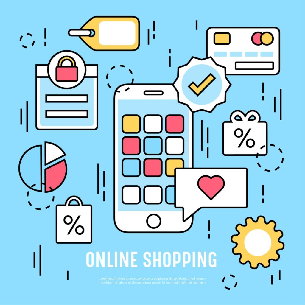 Vector elements and icons for online shopping