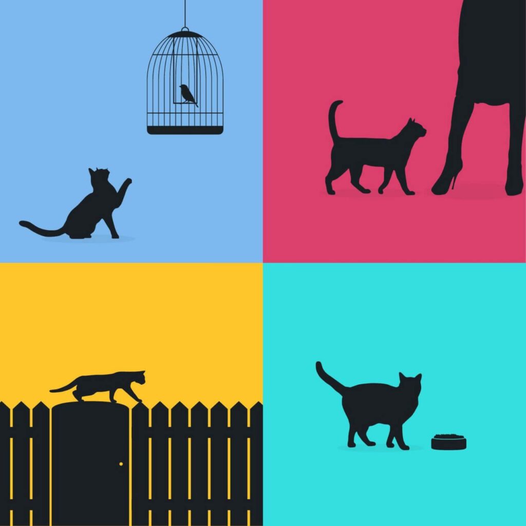 Cats silhouette retro posters