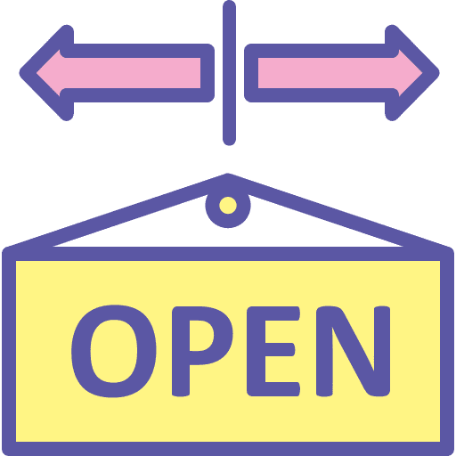 Open, market, arrow icon