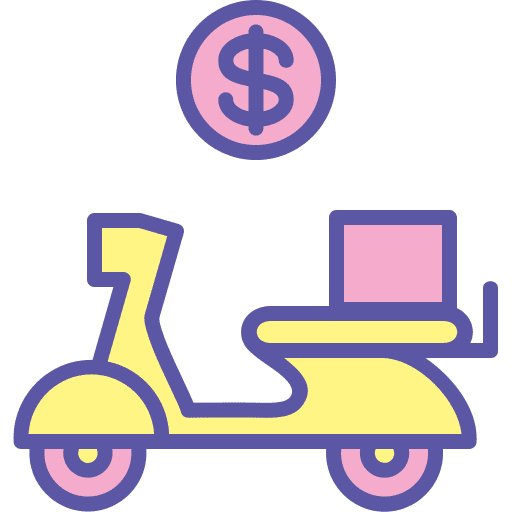 Bike, delivery, cash icon