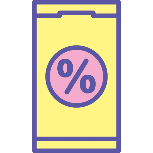 Discount, smartphone, mobile icon