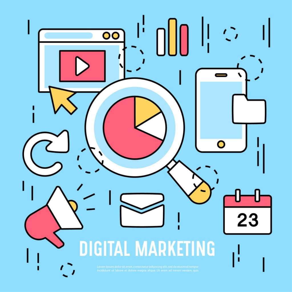 Flat design digital marketing web elements