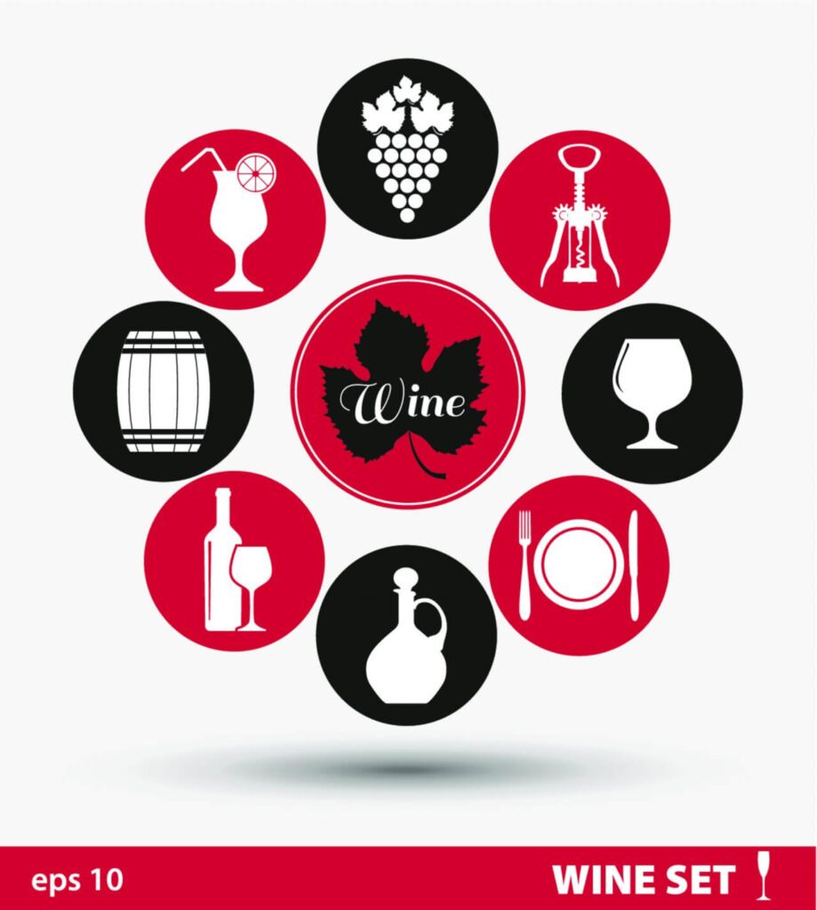 Wine set of icons