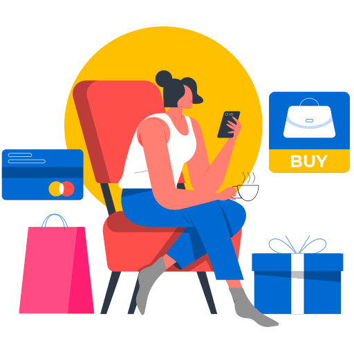 Woman, online, purchase icon