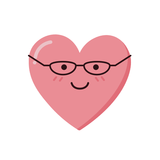 Nerd, heart, smile icon