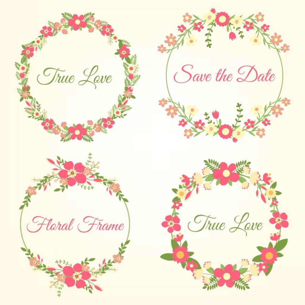 Wedding hand draw floral frames