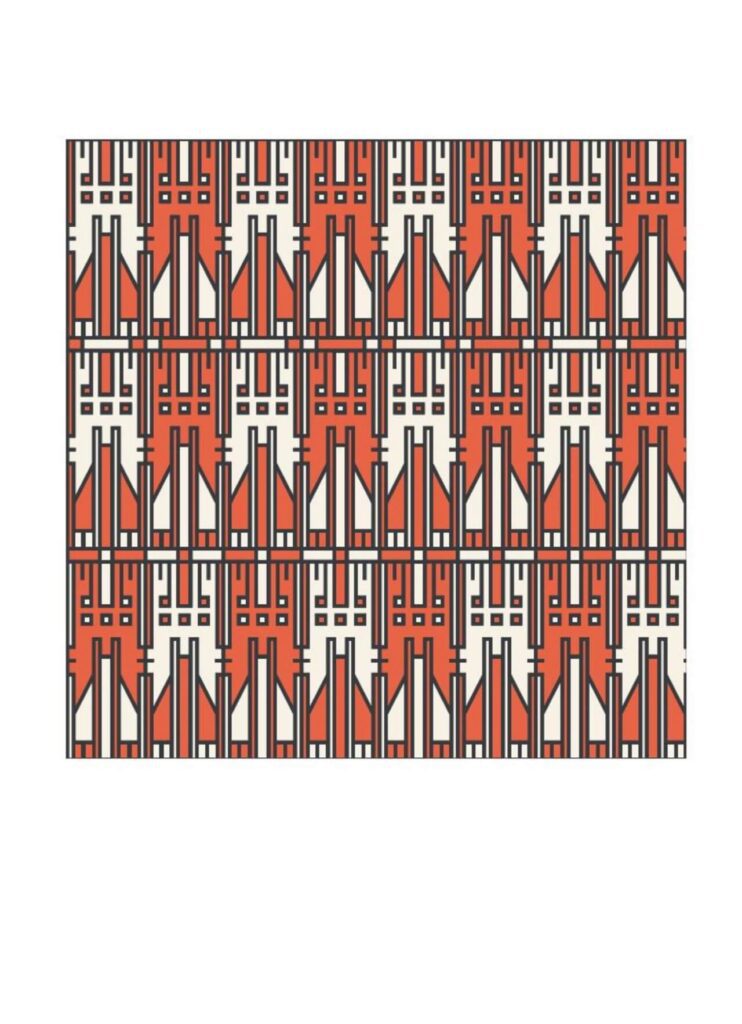 Tech style white and orange geometric pattern