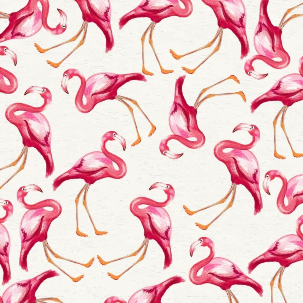 Watercolor background with flamingos