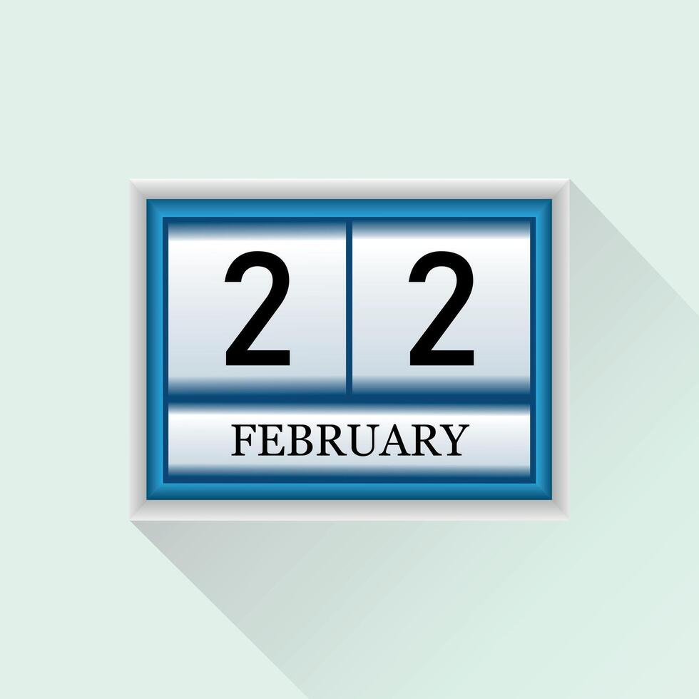 22 February flat daily calendar icon Date and month Stock Free