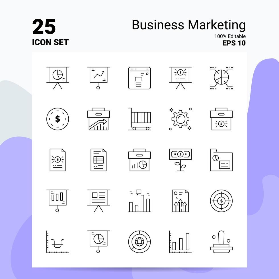 25 Business Marketing Icon Set 100 Editable EPS 10 Files Business Logo Concept Ideas Line icon design Stock Free and Free SVG