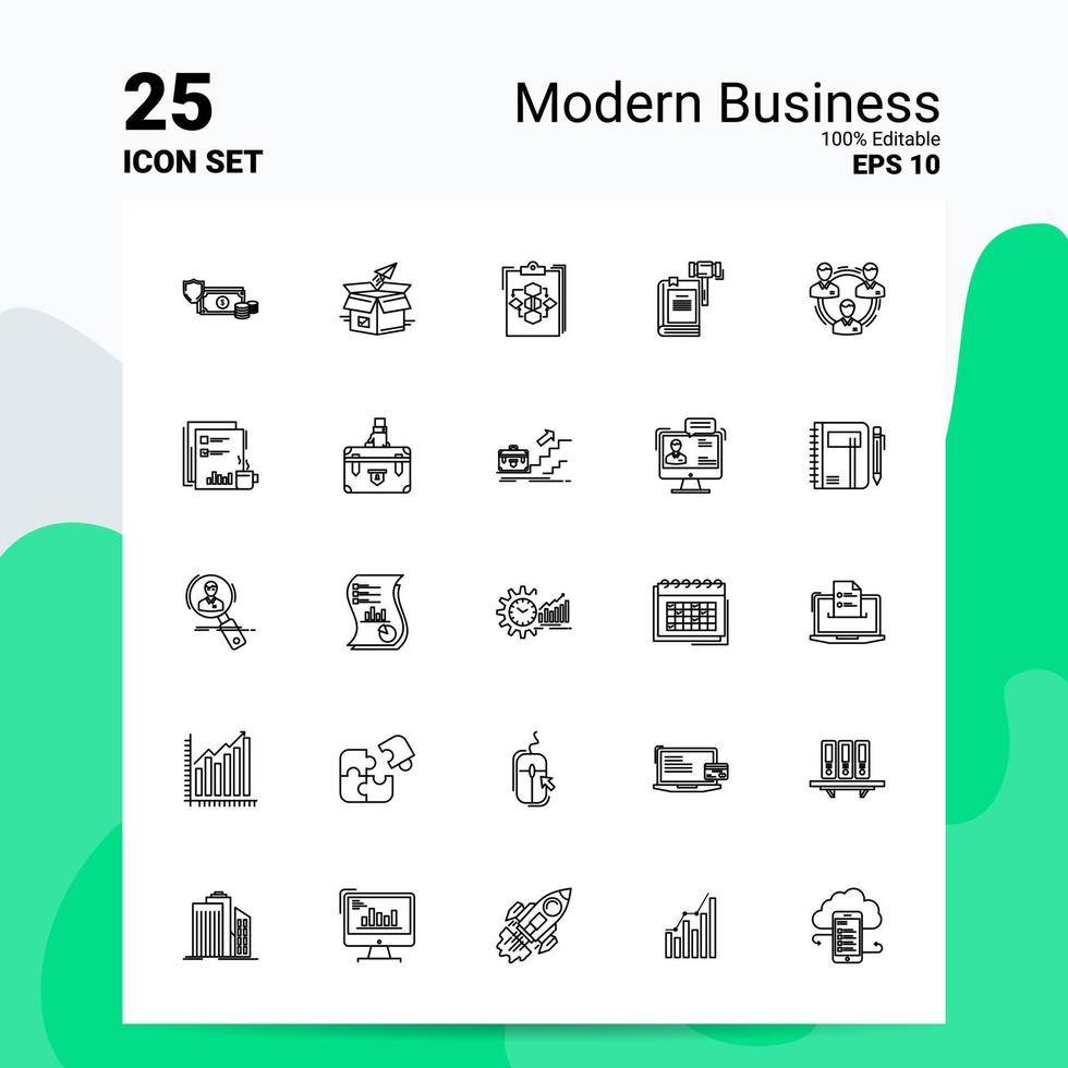 25 Modern Business Icon Set 100 Editable EPS 10 Files Business Logo Concept Ideas Line icon design Stock Free and Free SVG