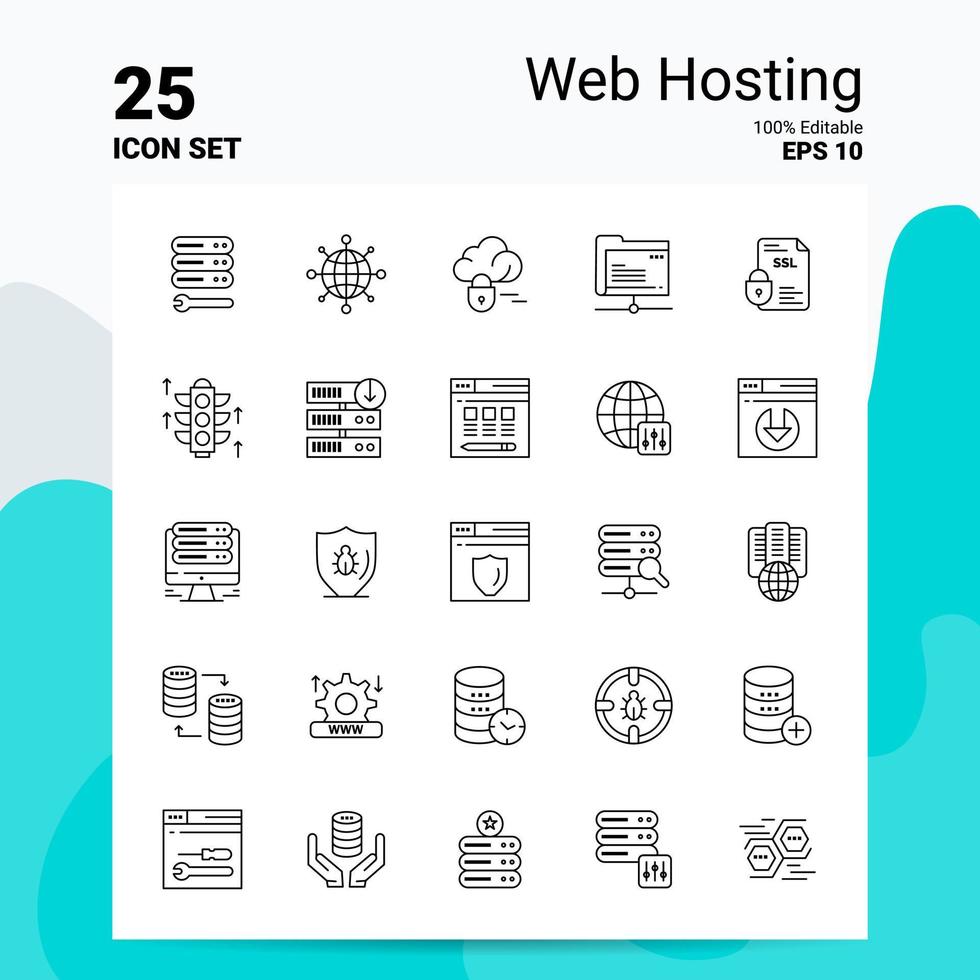 25 Web Hosting Icon Set 100 Editable EPS 10 Files Business Logo Concept Ideas Line icon design Stock Free and Free SVG