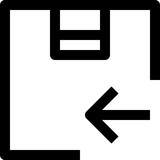 Box, arrow, left icon