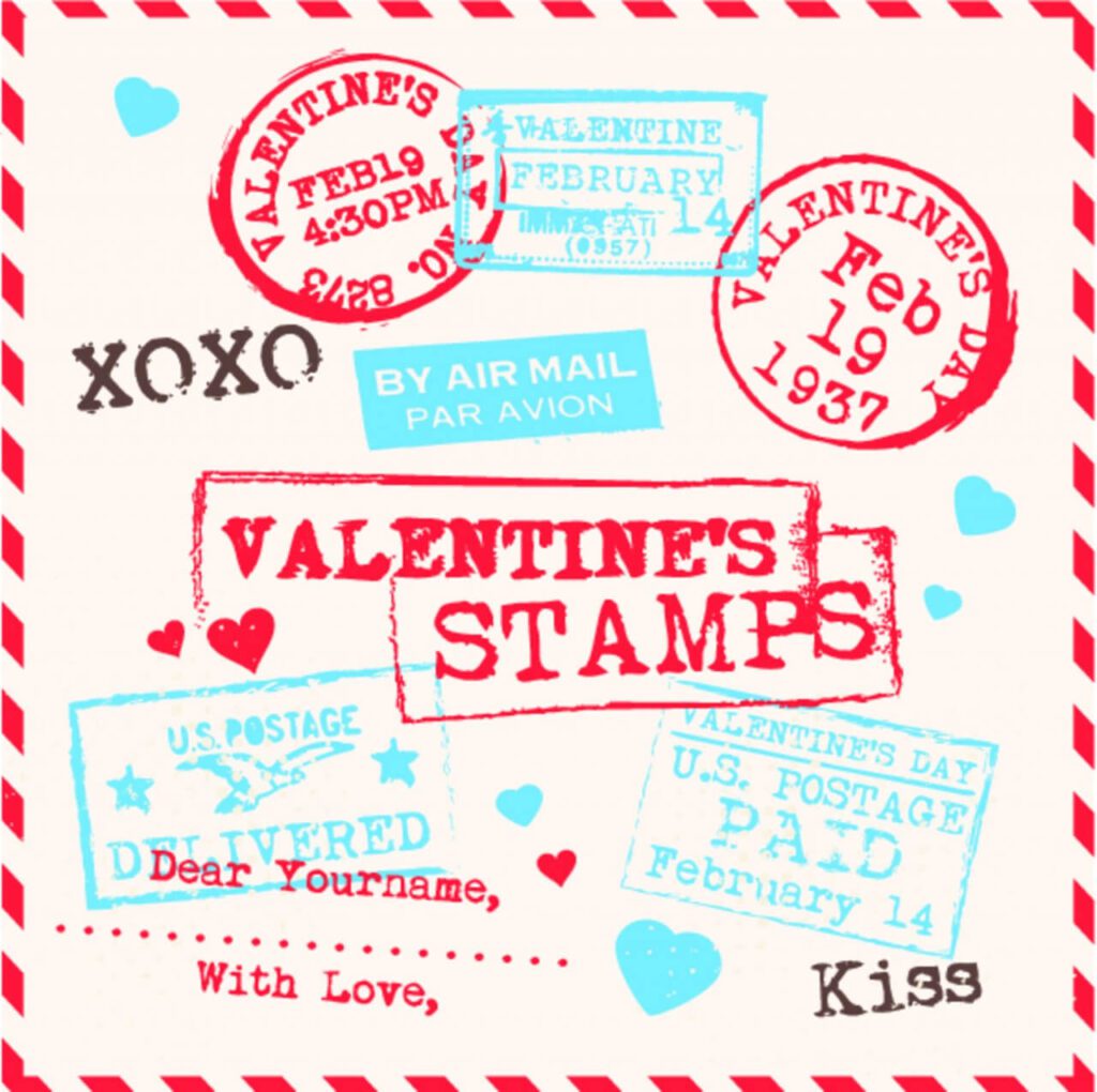 Various Valentines Stamps Background