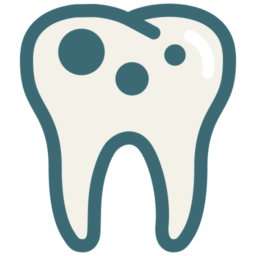 Caries, decayed tooth, dental icon