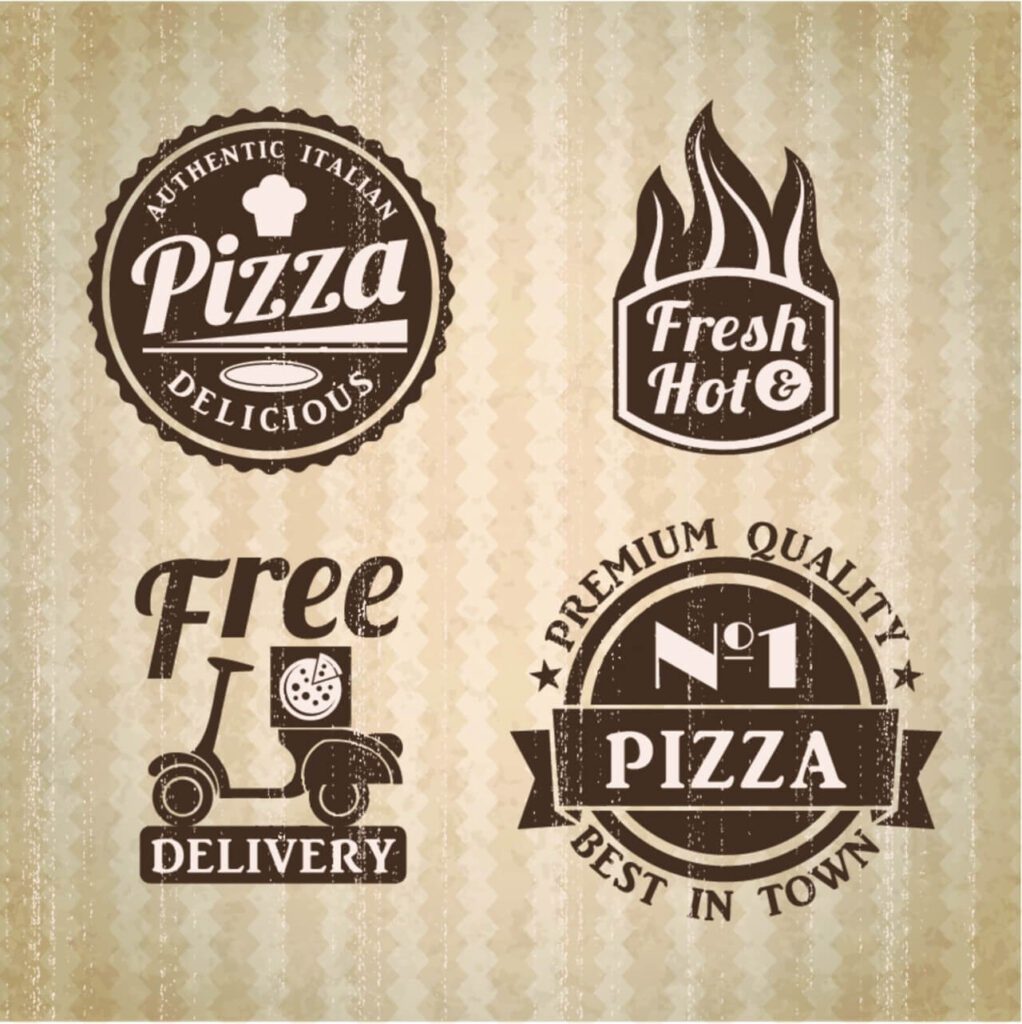 Pizza labels collection.