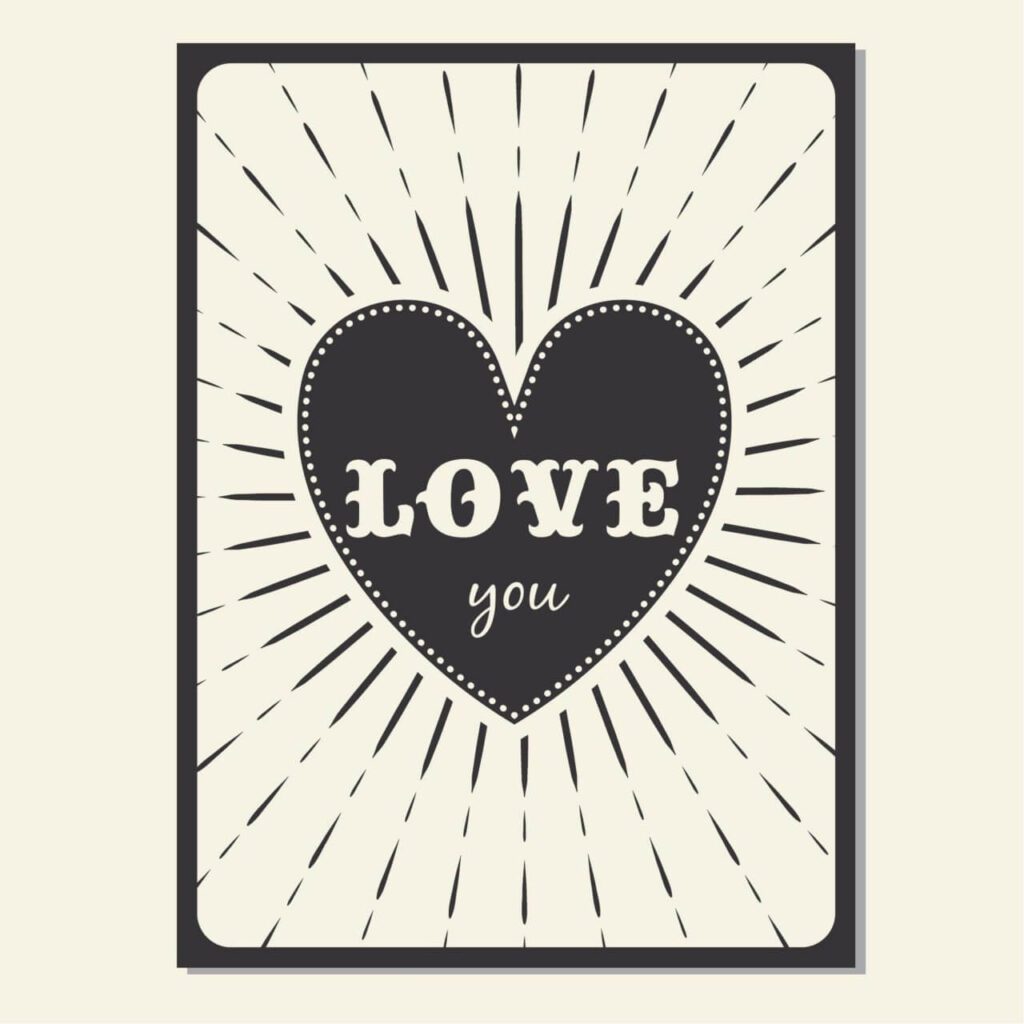 Vintage vector poster with love typography