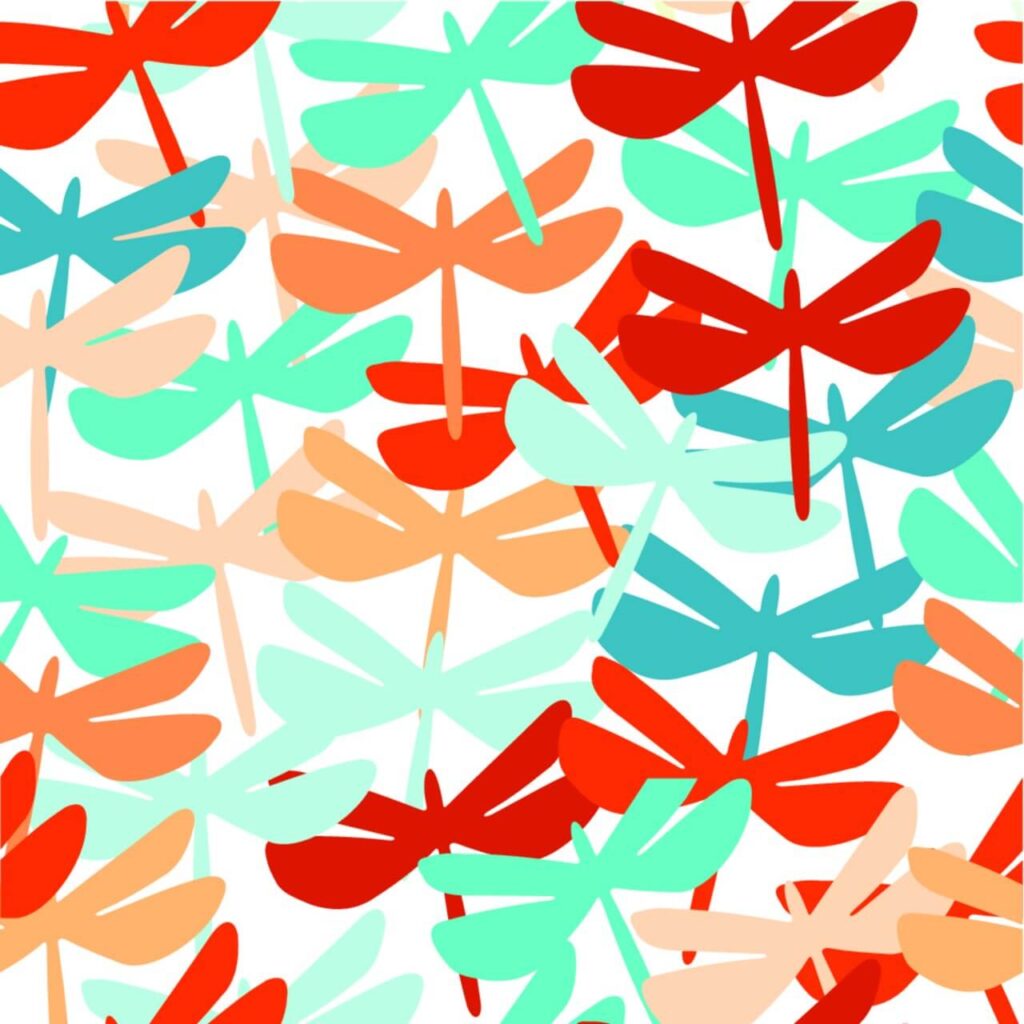 Summer seamless background with dragonfly.