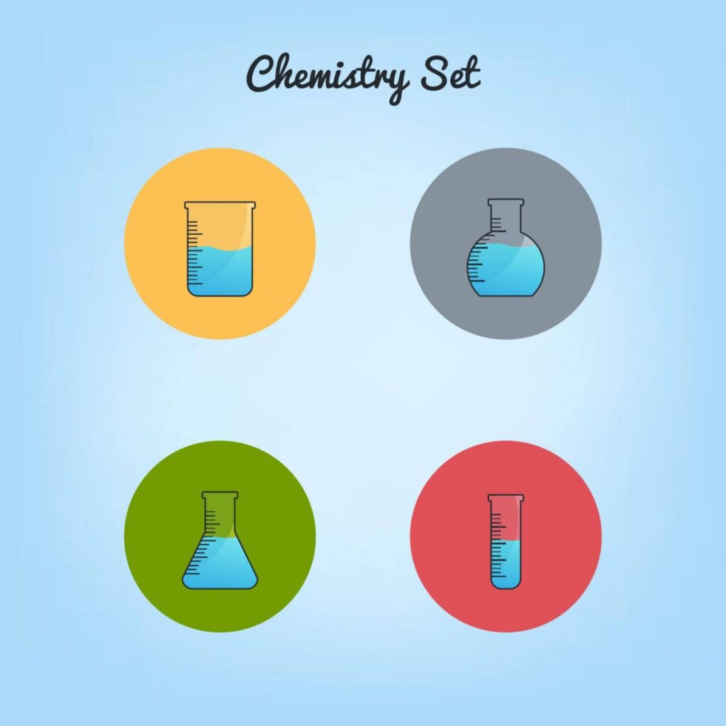 Chemistry tubes icons set