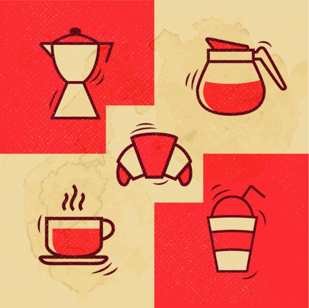 Vintage Coffee icons with Grunge Effect