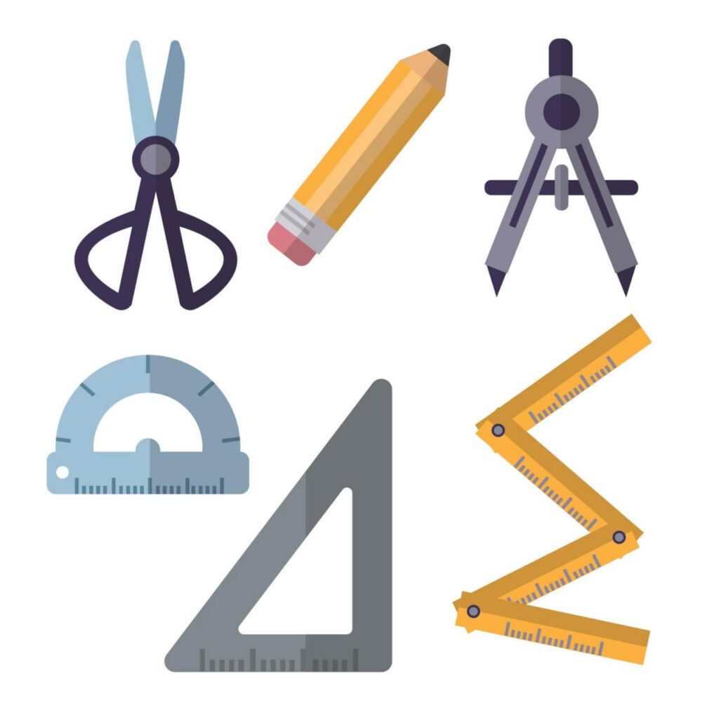 Architecture tools flat vector set