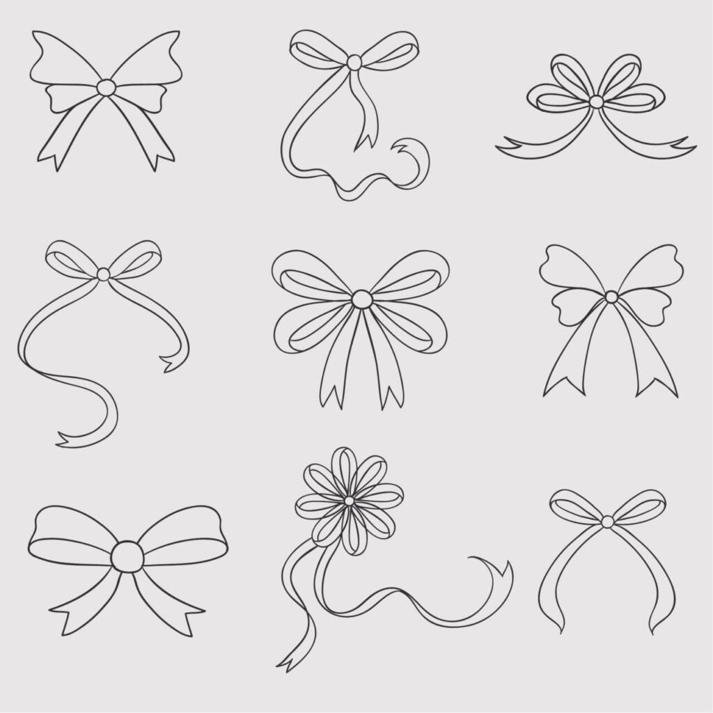 Vintage vector set of handdrawn bows