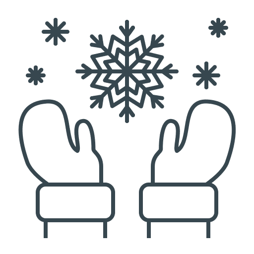 Christmas, first snow, hands icon