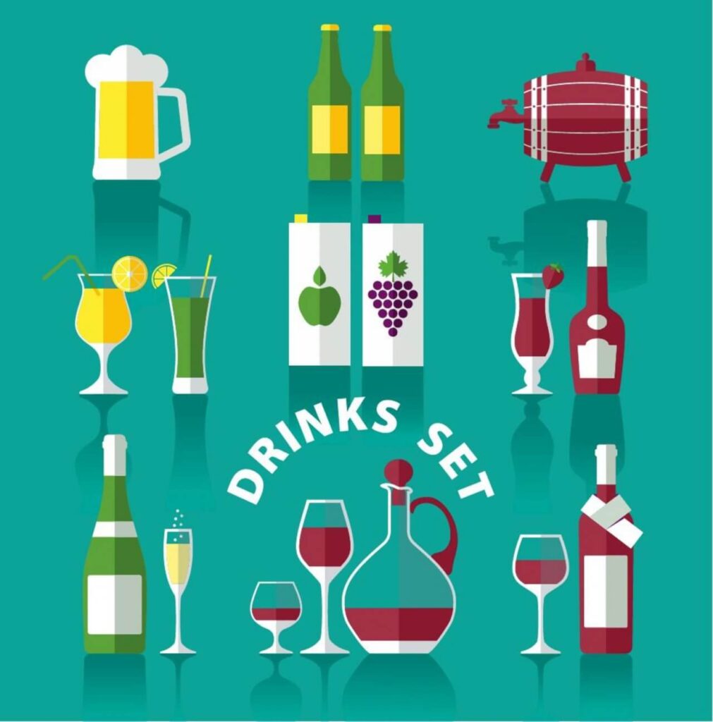 Drink icons of flat style