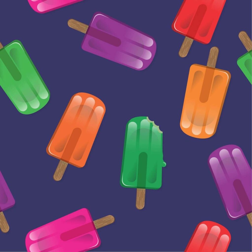 Popsicles Repeating On Blue Background