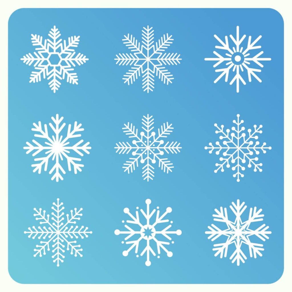 Christmas background with set of snowflakes