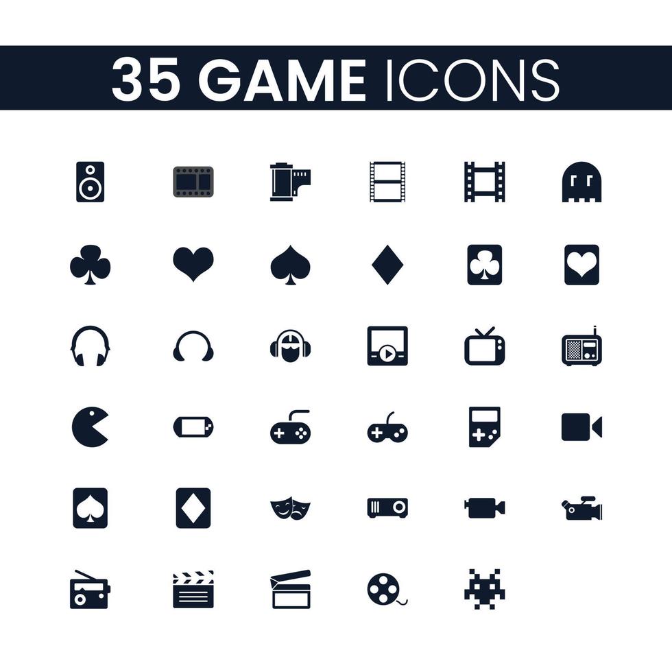 35 Game Icons Set. Game Icons Pack. Collection of Icons. Editable vector stroke Stock Free