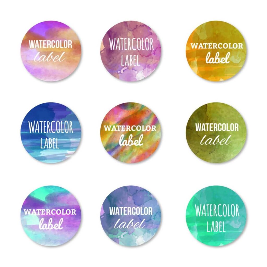 Watercolor set of labels