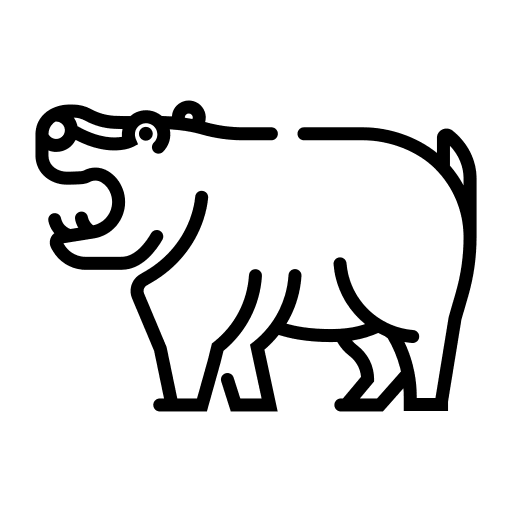 Africa, hippo, hippopotamus icon