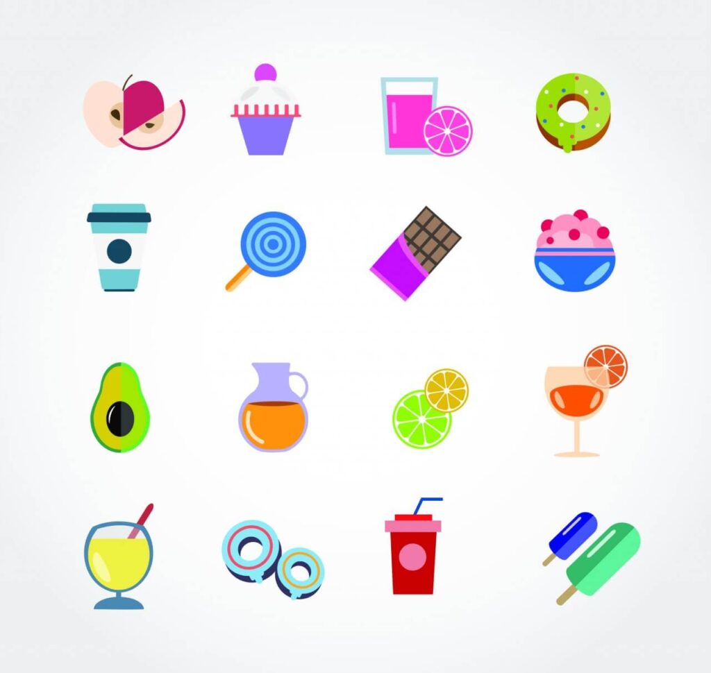 Food free vector set. Icons for design