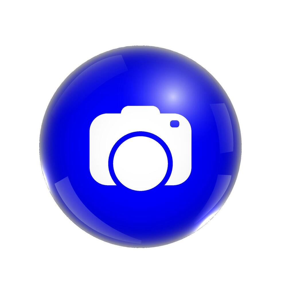 3d bubble with camera icon. photo competition illustration concept Stock Free