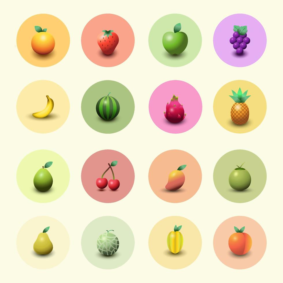 3D Fruit Icons Stock Free