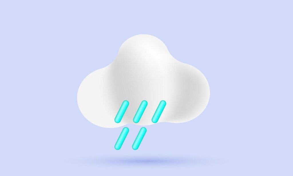 3d icon realistic cloud rainy weather storm thunderbolt design Stock Free