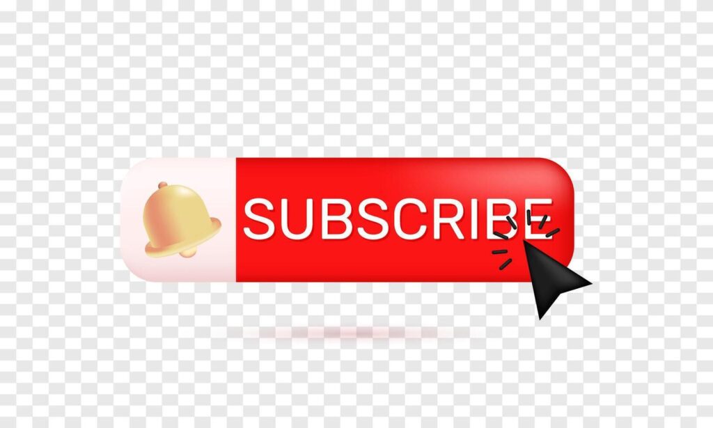 3d icon realistic concept red subscribe button pointer clicking design Stock Free