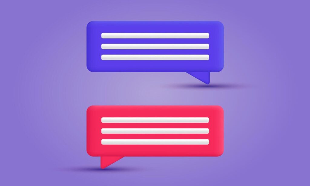 3d icon realistic concept set minimal blank chat boxes design Stock Free