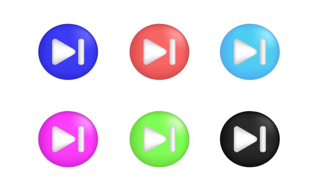 3d icon realistic concept set next button design Stock Free