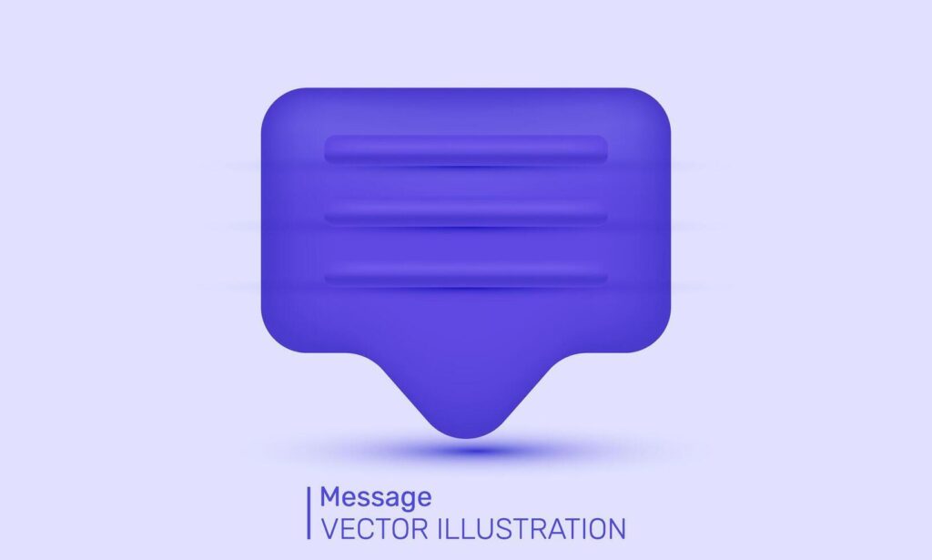 3d icon realistic message notification new purple colors concept design Stock Free