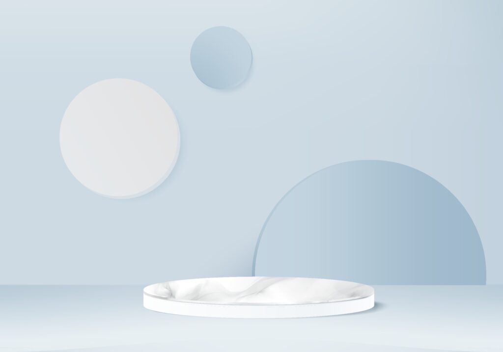 
									3d marble stone background products display podium scene with geometric platform vector 3d rendering with podium stand to show cosmetic products Stage showcase on pedestal display blue studio Free Vector