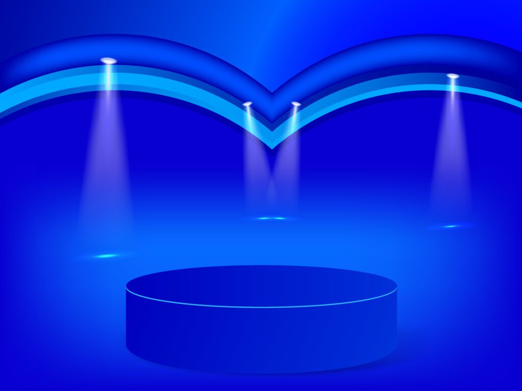 3d podium Background, Cosmetic product minimal Blue, Pink, Red podium background 3d rendering shape, vector Stage for awards on product stand. Free Vector